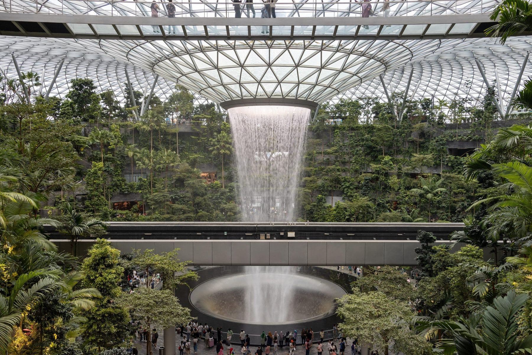 The Rain Vortex waterfall and indoor forest at Jewel Changi Airport, Singapore