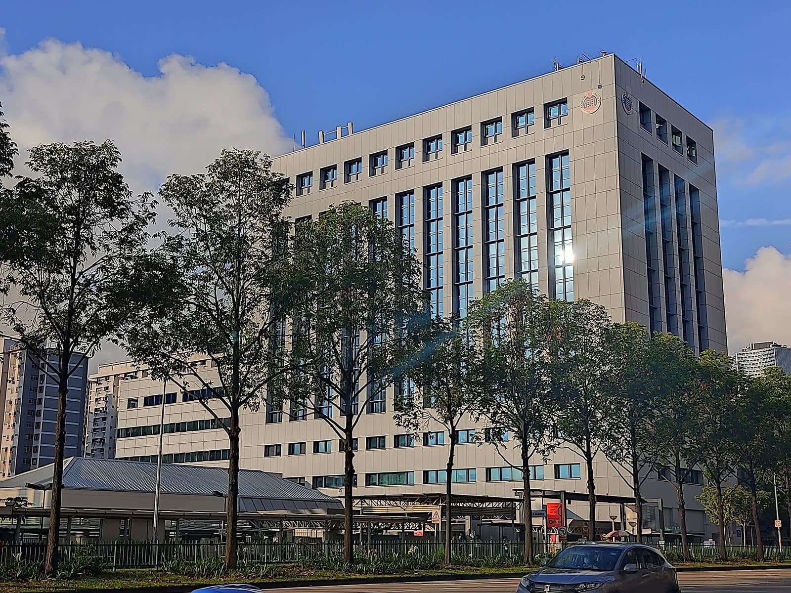 The frontage of the Immigration & Checkpoints Authority building in Singapore